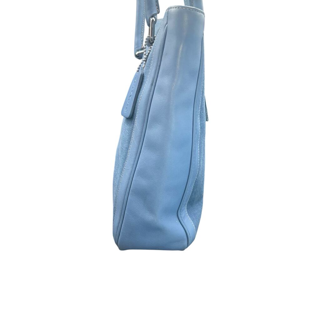 Coach Soho Light Blue Leather & Canvas Tote Bag Costa Rica No A1P-9429 vintage - Picture 4 of 16